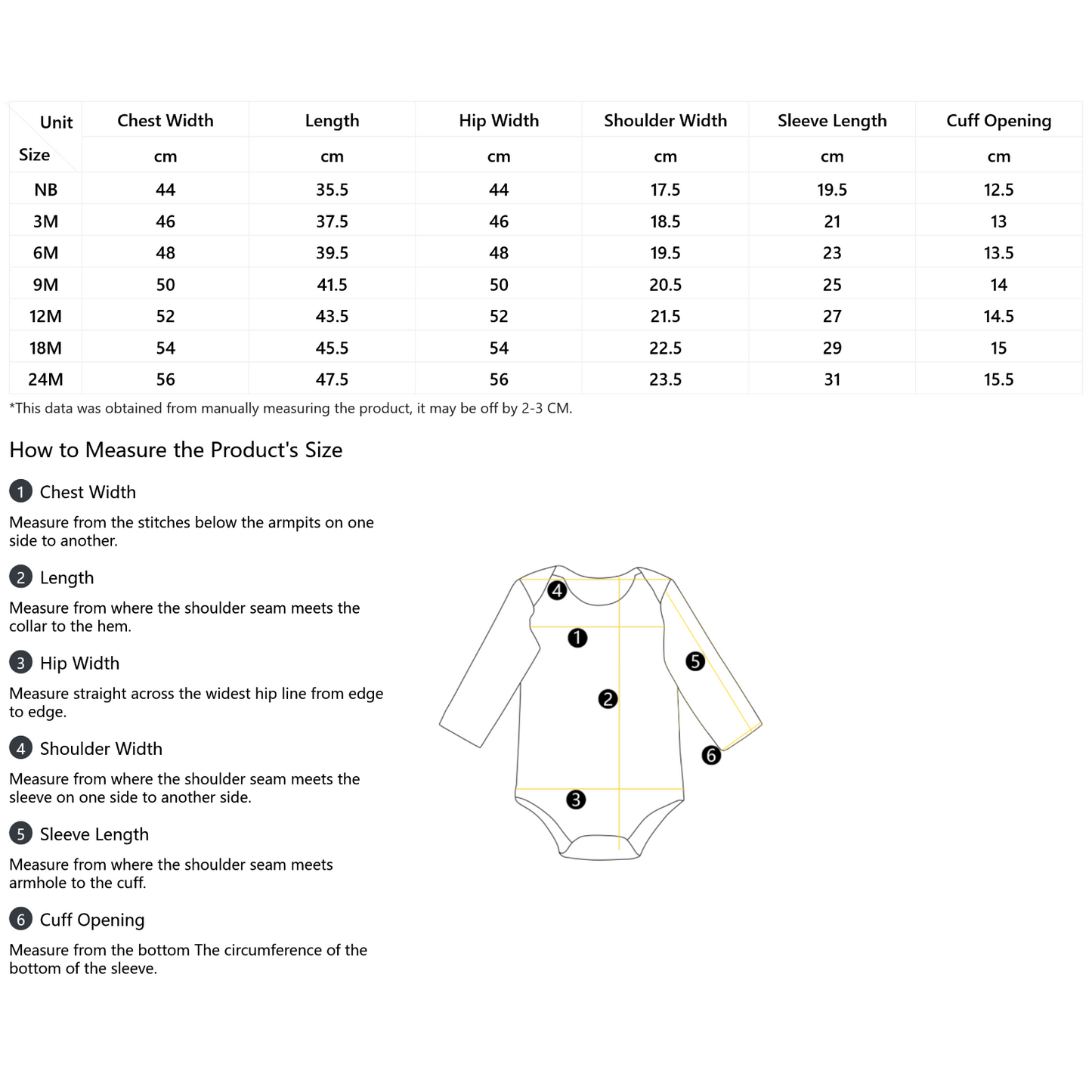 Unisex Cotton Baby Long Sleeve Bodysuit